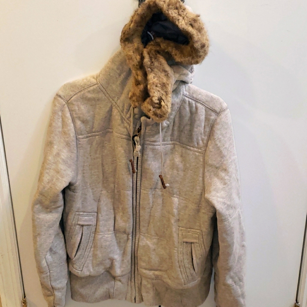 American Eagle lined, padded hoodie, faux fue hood
